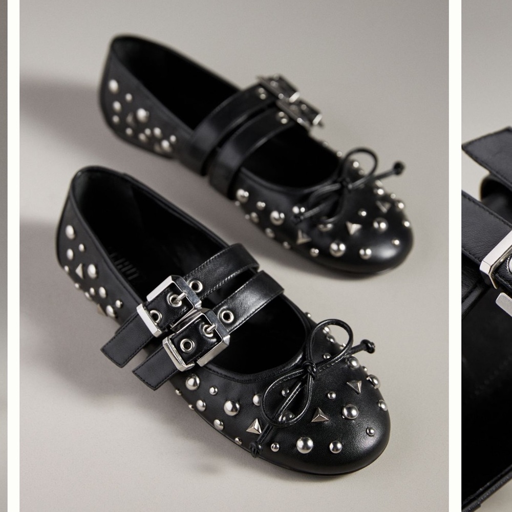 SCHUTZ Black Studded Flats Sz 8.5